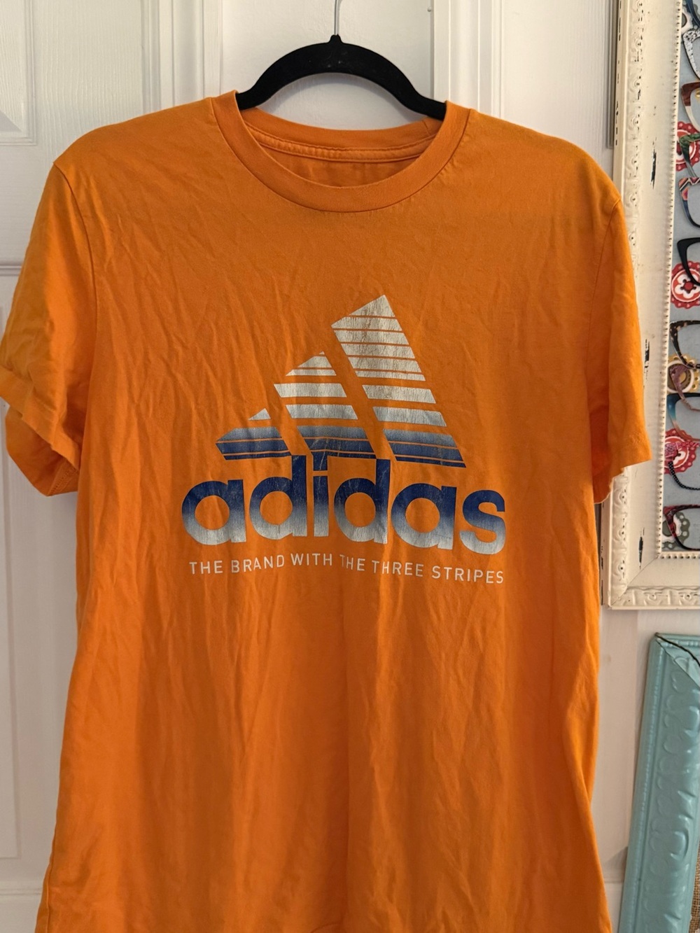adidas Orange T-Shirt with Blue & white Logo